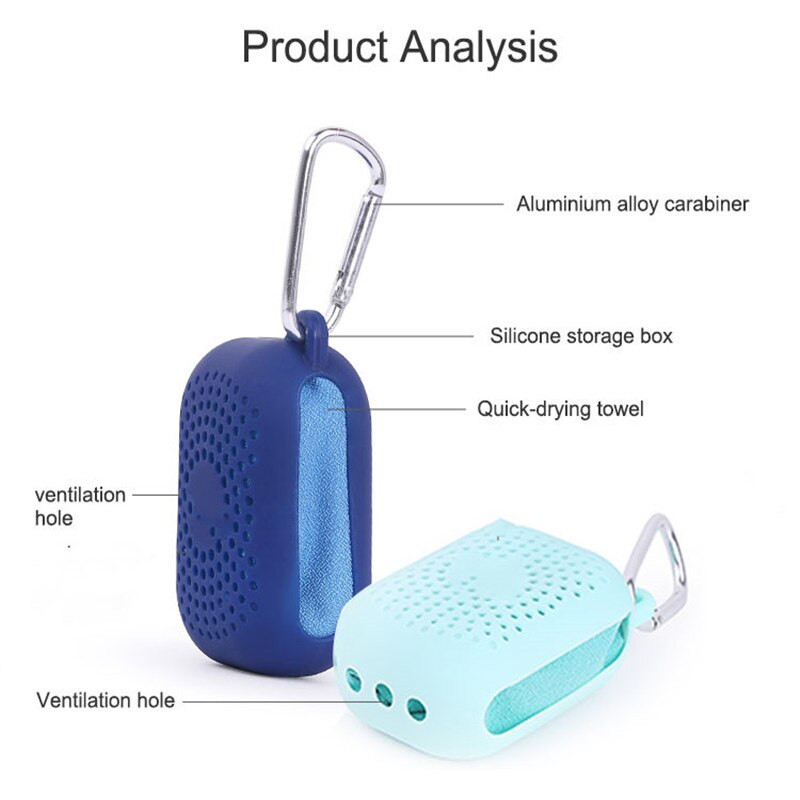 Utazás Új sporttermékek Mikroszálas zsebméretű tornatermi sporttörölköző Gyorsan szárad szilikon dobozzal