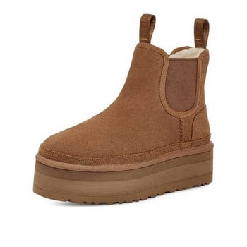 Γυναικείες μπότες από eco suede με ψηλή σόλα 4,5 cm