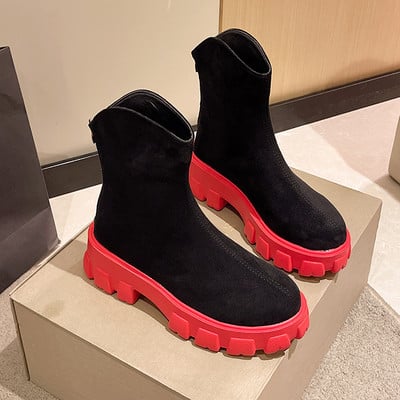 Moteriški batai su spalvinga platforma ir užtrauktuku