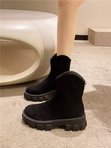 Moteriški batai su spalvinga platforma ir užtrauktuku