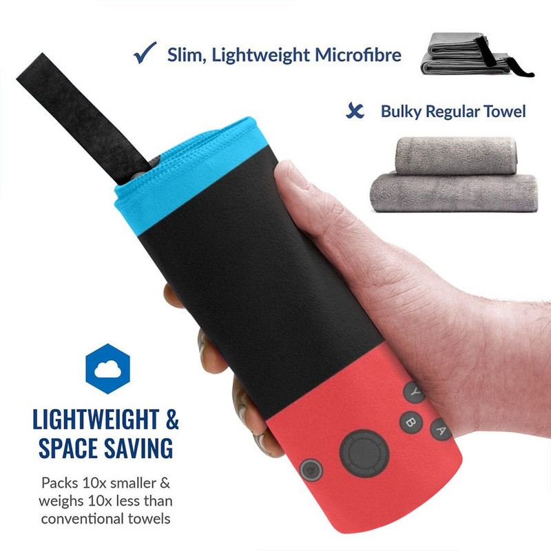 Switch Blue Red Gamer Design Gyors száraz törölköző Tornaterem Sportfürdő Hordozható Switch Játékok Gaming Gamer Kék Piros Konzol Szuper The