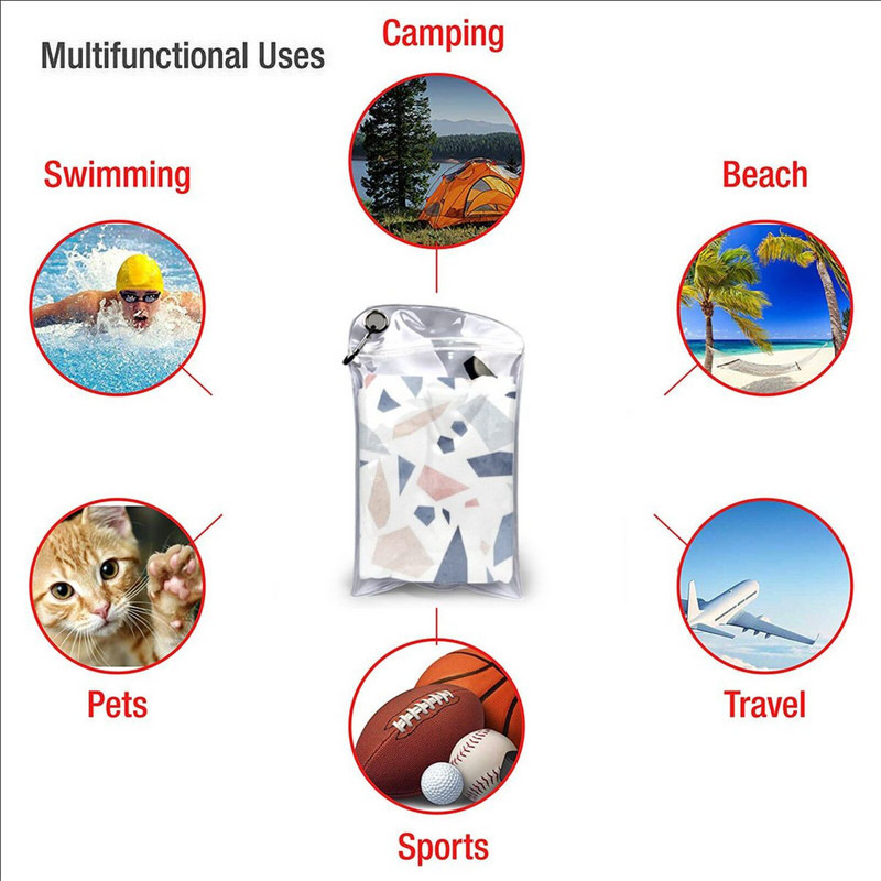 Винтидж пастелно синьо розово бежово геометрично терацо модел бързосъхнеща кърпа фитнес зала спортна баня преносимо селскостопанско пиле животно