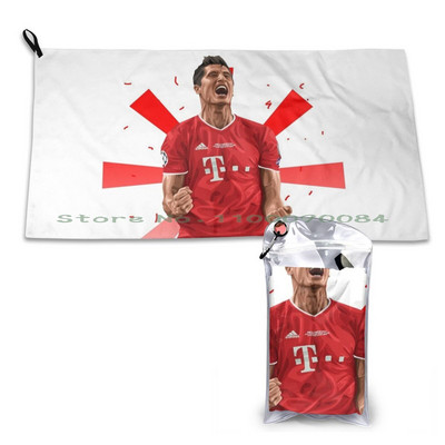 Robert Lewandowski Vector Art Quick Dry Towel Gym Sports Bath Portable Robert Lewandowski Football Team Red Soccer Final Polish