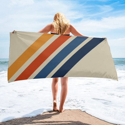 Vintage prugasti šareni ručnik za plažu Sportski brzo sušeći ručnik od mikrofibre Deka za plažu za odrasle, djecu Deka za piknik na otvorenom