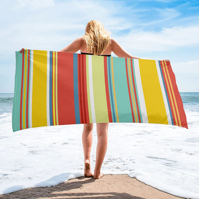Vintage prugasti šareni ručnik za plažu Sportski brzo sušeći ručnik od mikrofibre Deka za plažu za odrasle, djecu Deka za piknik na otvorenom