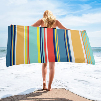 Vintage prugasti šareni ručnik za plažu Sportski brzo sušeći ručnik od mikrofibre Deka za plažu za odrasle, djecu Deka za piknik na otvorenom