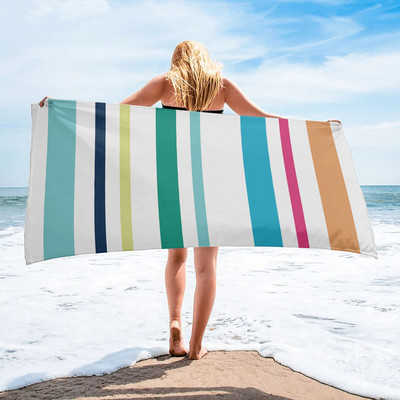 Vintage prugasti šareni ručnik za plažu Sportski brzo sušeći ručnik od mikrofibre Deka za plažu za odrasle, djecu Deka za piknik na otvorenom