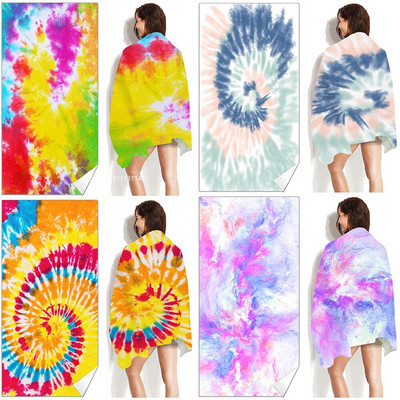 Fashion Color Tie-dye πετσέτα μπάνιου για γρήγορο στέγνωμα και απορρόφηση Οικογενειακή πολυλειτουργική πετσέτα μπάνιου εξωτερικού χώρου