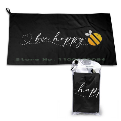 Bee Happy Quick Dry Towel Gym Sports Bath Portable Time Dragonfly Roses Μαλακό ιδρώτα που απορροφά και γρήγορο στέγνωμα Άνετη τσέπη