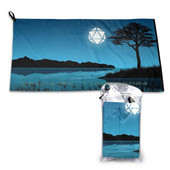 Starry Night D20 Dice Lake Reflection asztali Rpg Térképek és tájak Gyorsszáraz Törölköző Tornaterem Sportfürdő Hordozható Judoka