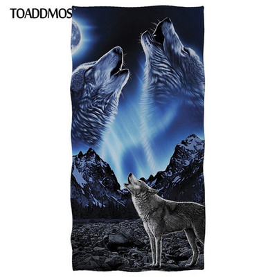 TOADDMOS Cool Wolf Pattern Facecloth Μαλακή πετσέτα μπάνιου για παιδιά Ενήλικες Προσώπου Μαλλιά Γρήγορη στέγνωμα Πετσέτα Premium Washcloth toalla playa