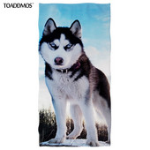 TOADDMOS Vicces Husky Dog 3D nyomtatású fürdőlepedő gyerekeknek Felnőtteknek Prémium mosogatórongyos arctörlő Hordozható strandtörölköző toalla playa