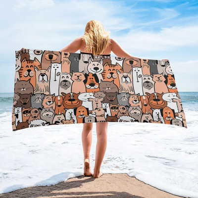 Κουβέρτα παραλίας με πετσέτες θαλάσσης Pug Yoga Quick Dry με πετσέτες από μικροΐνες για ενήλικες Παιδική κουβέρτα για υπαίθριο πικνίκ