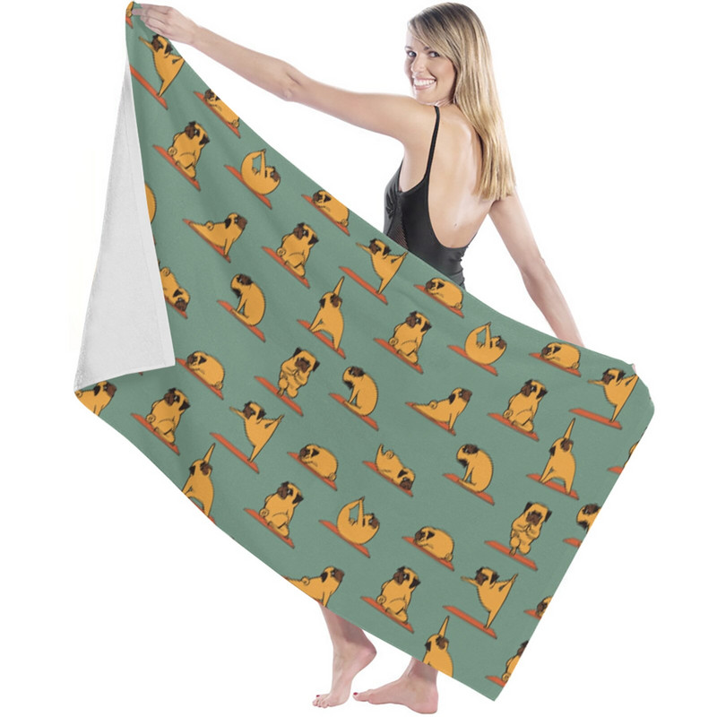 Κουβέρτα παραλίας με πετσέτες θαλάσσης Pug Yoga Quick Dry με πετσέτες από μικροΐνες για ενήλικες Παιδική κουβέρτα για υπαίθριο πικνίκ