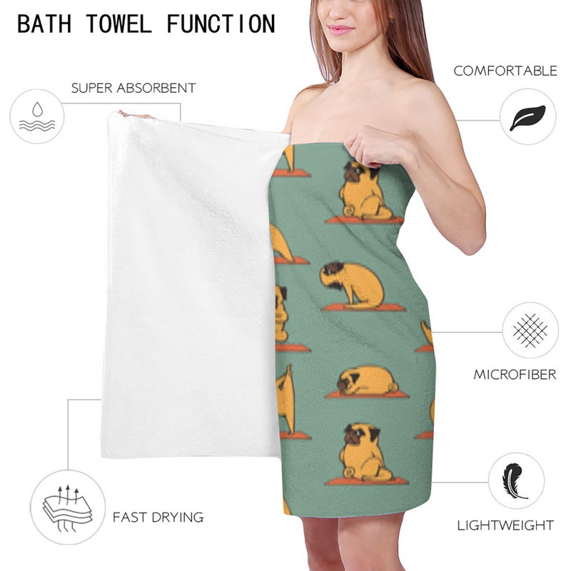 Κουβέρτα παραλίας με πετσέτες θαλάσσης Pug Yoga Quick Dry με πετσέτες από μικροΐνες για ενήλικες Παιδική κουβέρτα για υπαίθριο πικνίκ