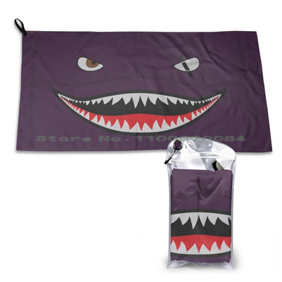 Purple Spitfire Shark Бързосъхнеща кърпа Фитнес зала Спортна баня Преносим Shark Fighter Plane Ww2 Spitfire Teeth Mouth Soft