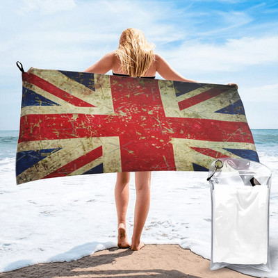 Grunge Union Jack - Scratched 2 Bath Towels Bandanas Πετσέτες θαλάσσης για κουζίνα Πετσέτες μπάνιου για ενήλικες