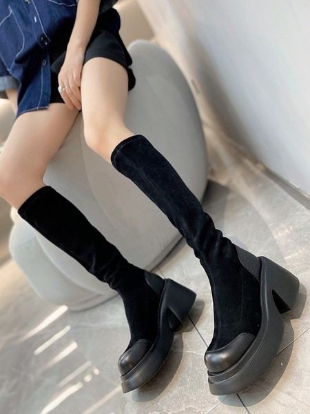 Ghete de dama moderne cu toc patrat - culoare neagra