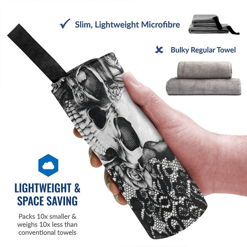 Gótikus csipke koponya strandtörölközők sport kis térfogatú mikroszálas törölközők fürdőszobai törölközők