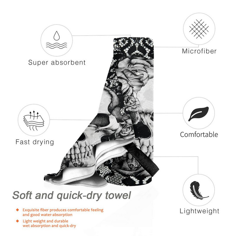 Gótikus csipke koponya strandtörölközők sport kis térfogatú mikroszálas törölközők fürdőszobai törölközők
