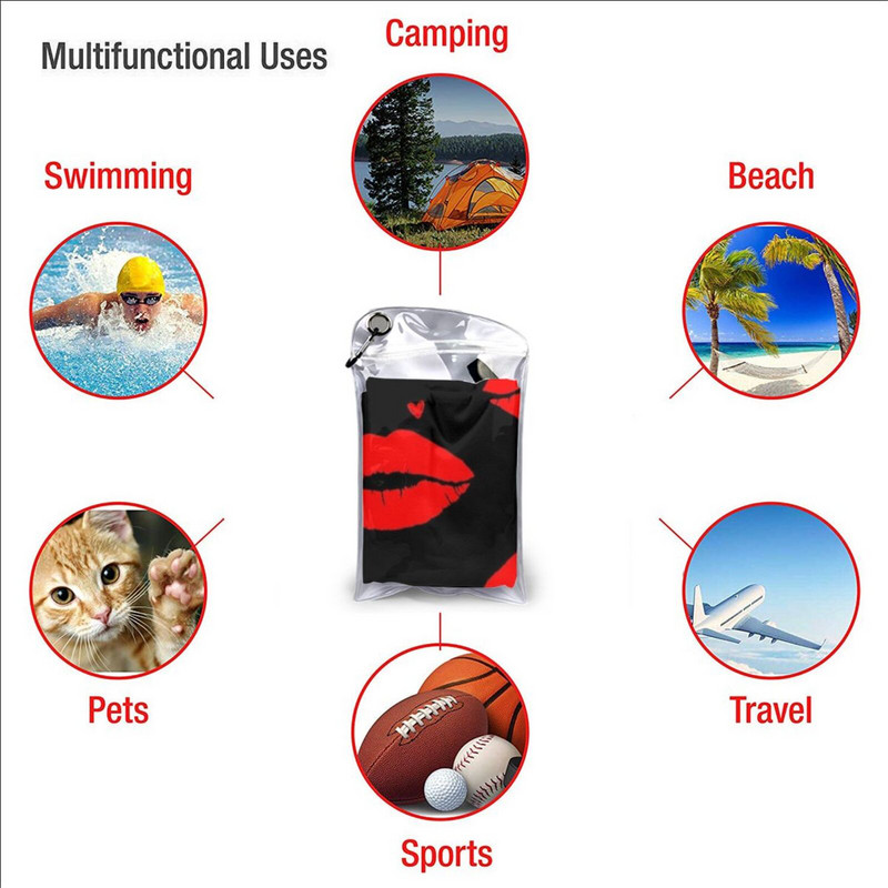 Ga Lips Buze roșii Prosop uscat rapid Sală de sport Baie portabilă Buddha Lotus Zendala Yoga Meditație Mandala Ommm Namaste Shavasana