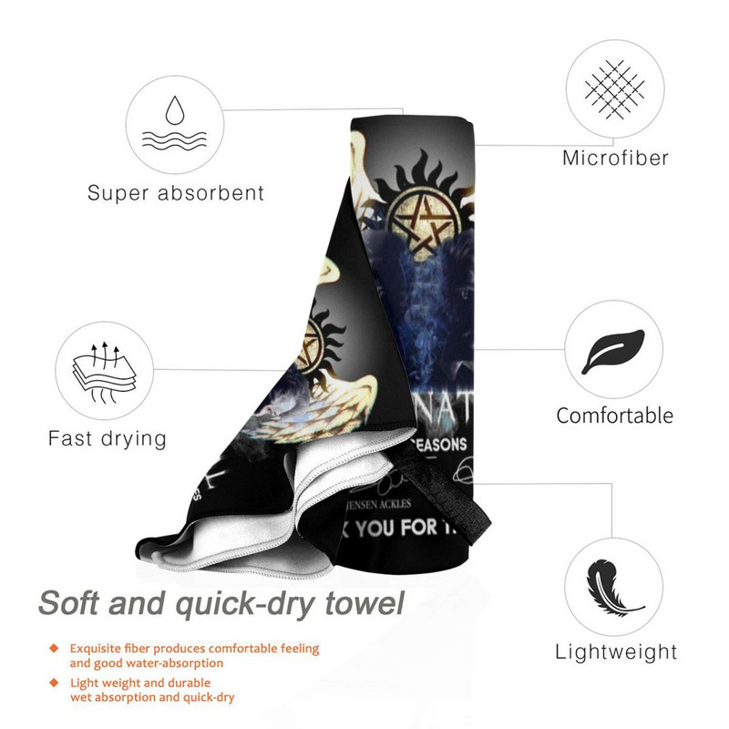 Supernatural Köszönöm az emlékeket , Supernatural Signature Art , Supernatural Winchester Quick Dry Towel Gym Sports Bath