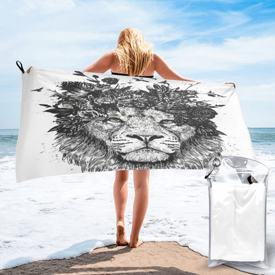 Floral Lion Bw Ručnici za kupanje za plažu Putni ručnici za kupanje Krevet za kupanje i stol Veliki ručnici za brzo sušenje