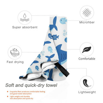 Χαριτωμένο μοτίβο καρχαρία Γρήγορη στέγνωμα πετσέτα γυμναστικής Αθλητικό μπάνιο φορητή Elise Mertens Belgium Μαλακή τσέπη που απορροφά τον ιδρώτα και στεγνώνει γρήγορα