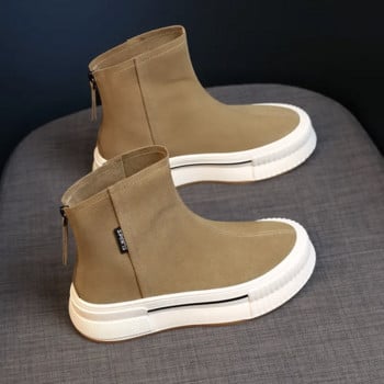 Γυναικείες μπότες από eco suede με ψηλή σόλα 4 cm