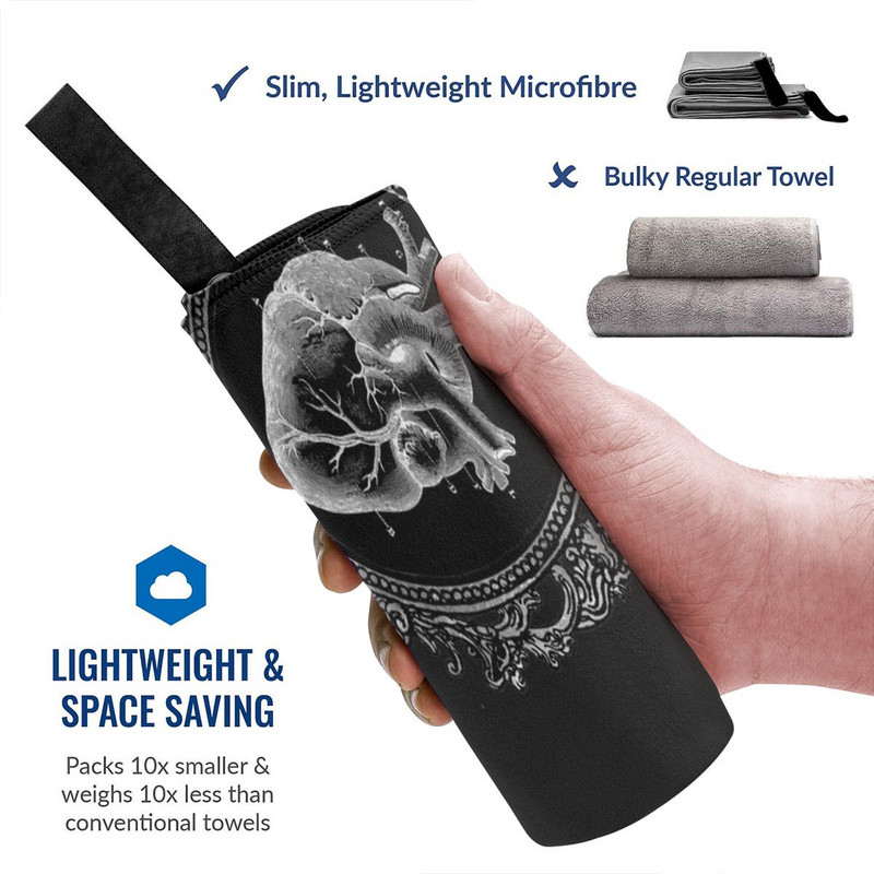 Anatómiai szív keretben Strand fürdőlepedők Bandana Quick Air Dry Gyorsan száradó törölközők Kéztörölközők fürdőszobai