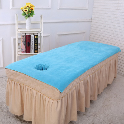 Culoare solidă cu orificiu Prosop mare de baie din microfibră lenjerie de pat pentru salon de frumusețe SPA cuvertură de pat cuvertură decor Home Decor