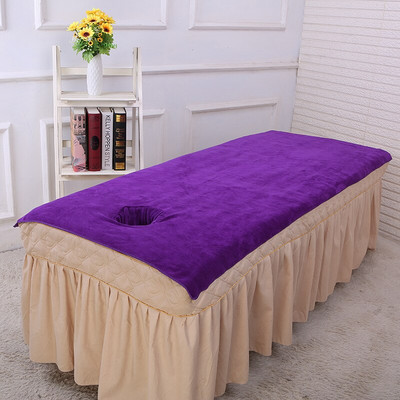 Culoare solidă cu orificiu Prosop mare de baie din microfibră lenjerie de pat pentru salon de frumusețe SPA cuvertură de pat cuvertură decor Home Decor