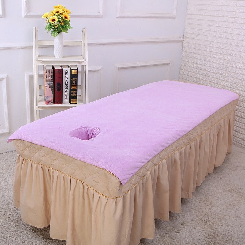 Culoare solidă cu orificiu Prosop mare de baie din microfibră lenjerie de pat pentru salon de frumusețe SPA cuvertură de pat cuvertură decor Home Decor