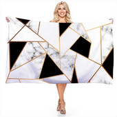 Naujas paprastas geometrinis marmurinis grafinis vonios rankšluostis, 3D skaitmeninis spausdintas mikropluošto plaukimo greitai džiūstantis paplūdimio rankšluostis prabangus rankšluostis