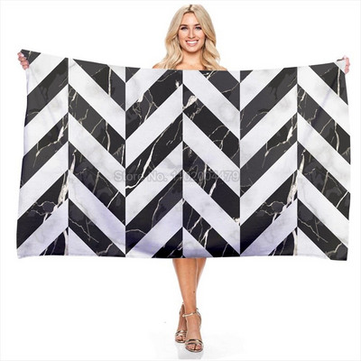 Naujas paprastas geometrinis marmurinis grafinis vonios rankšluostis, 3D skaitmeninis spausdintas mikropluošto plaukimo greitai džiūstantis paplūdimio rankšluostis prabangus rankšluostis