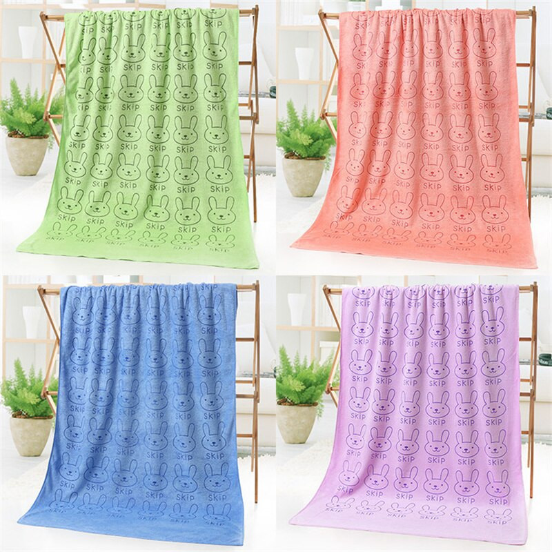 70X140CM Animacinio filmo triušio spausdinimo dygsnio mikropluoštas namų kūdikių vonios paplūdimio rankšluostis poliesteris Vaikų plaukimo rankšluostis suaugusiems