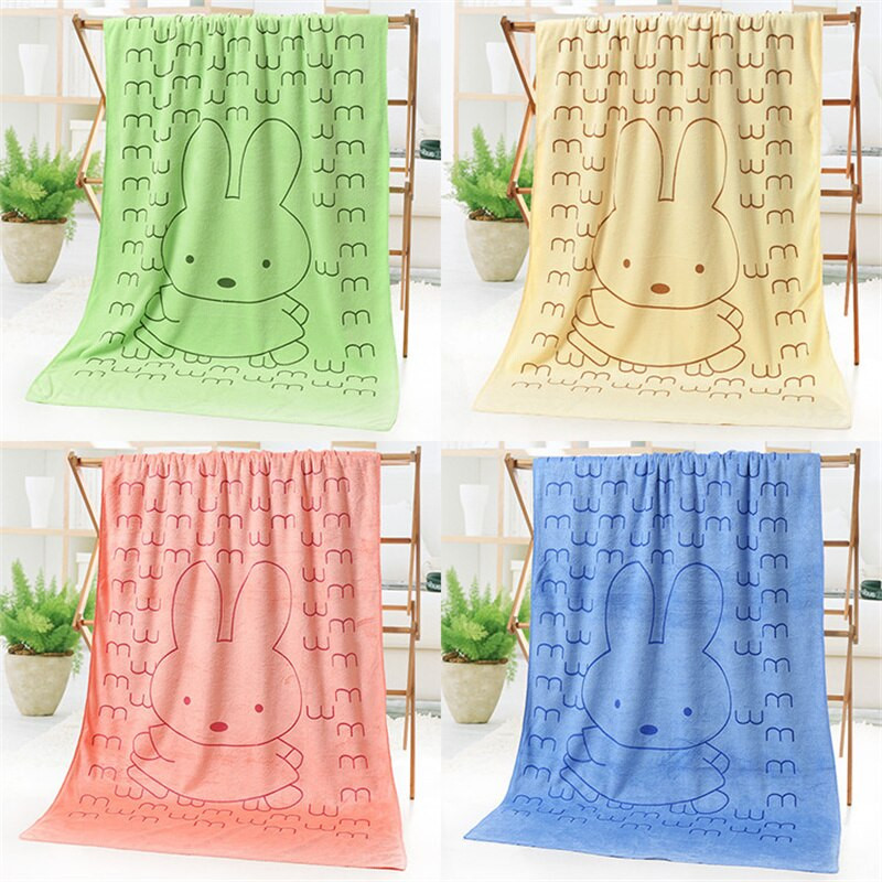 70X140CM Animacinio filmo triušio spausdinimo dygsnio mikropluoštas namų kūdikių vonios paplūdimio rankšluostis poliesteris Vaikų plaukimo rankšluostis suaugusiems