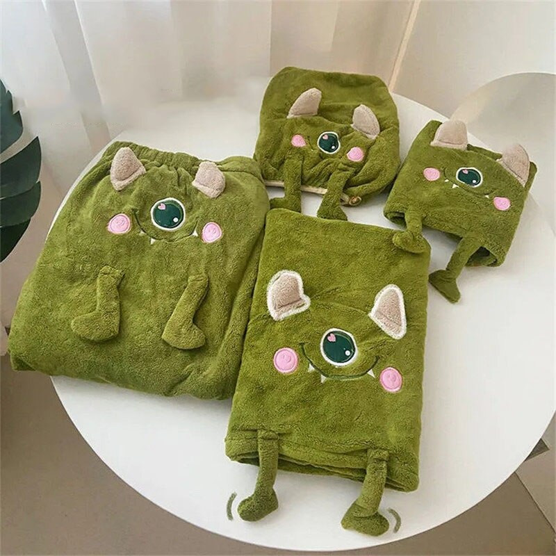 Halate de baie drăguțe Kawaii purtabile din lână coral pentru femei Prosoape de baie moi din microfibră Textile de casă absorbante Prosoape de baie pentru saună