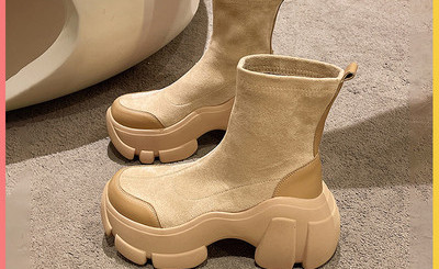 Cizme casual dama - din piele intoarsa ecologica