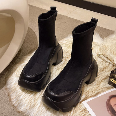 Cizme casual dama - din piele intoarsa ecologica