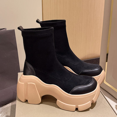 Cizme casual dama - din piele intoarsa ecologica