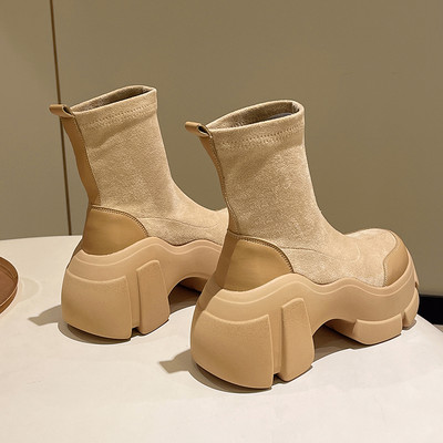 Cizme casual dama - din piele intoarsa ecologica