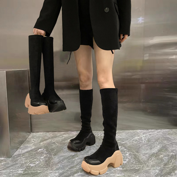 Textil csizma magas talppal