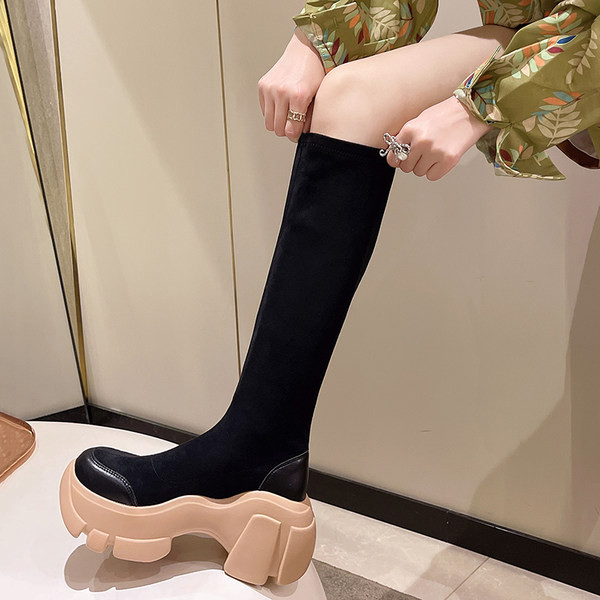 Textil csizma magas talppal