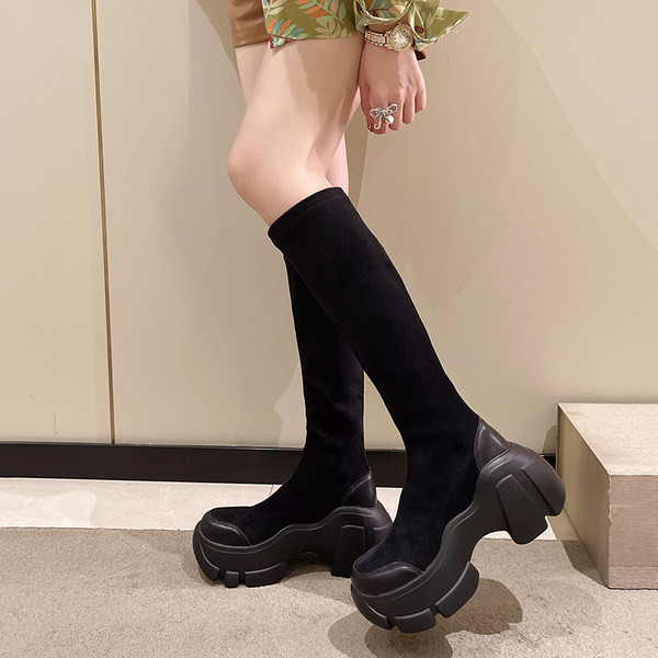 Textil csizma magas talppal