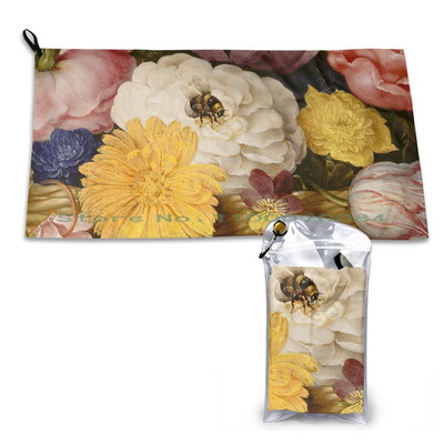 Acasă și decor-Pictură baroc olandez-Natura moartă Flori și albină Prosop cu uscare rapidă Sală de sport Baie sportivă Război modern portabil