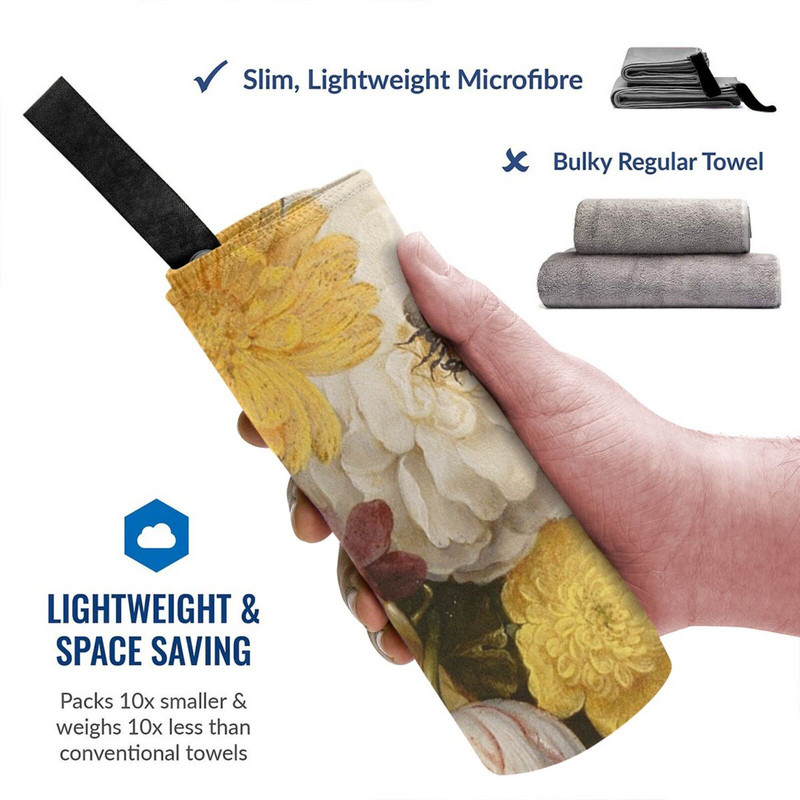 Acasă și decor-Pictură baroc olandez-Natura moartă Flori și albină Prosop cu uscare rapidă Sală de sport Baie sportivă Război modern portabil