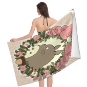 Totoro Anime vannirätik Flower Leaf ristkülikukujuline rannarätik Pehme imav rätik Kodu Nahasõbralik Spa käterätid Kodutekstiil