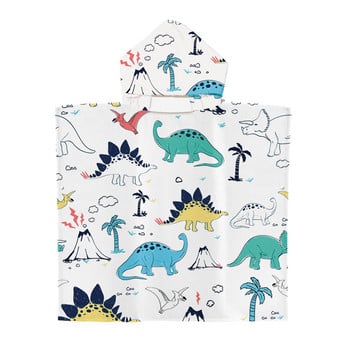 Kids Cartoon Dinosaur Microfiber Hooded Πετσέτα θαλάσσης Quick Dry Sand Δωρεάν Πετσέτα μπάνιου Poncho πισίνας με μανδύα μπουρνούζι