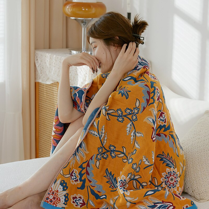 Halat de baie din tifon din bumbac pur cu patru straturi Prosop moale de duș pentru adulți Prosoape lave și saună Textile de casă pentru baie